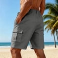 thumbnail image 5 of Men's Cargo Shorts with Deep Pockets and Drawstring Waist Featuring Linen Blend Fabric and Straight Leg Cut for Summer Hiking Fishing Camping Travel or Casual Daily Wear Gray S, 5 of 5