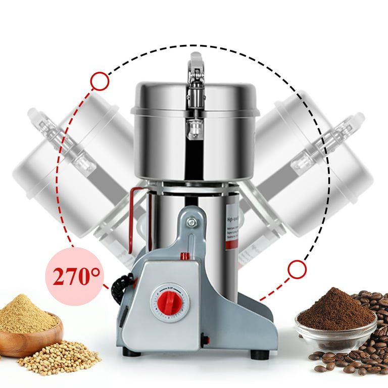 Moongiantgo Grain Mill Grinder Electric 500g Commercial Spice Grinder 2500W  Stainless Steel Pulverizer Dry Grinder Grinding Machine (500g Upright