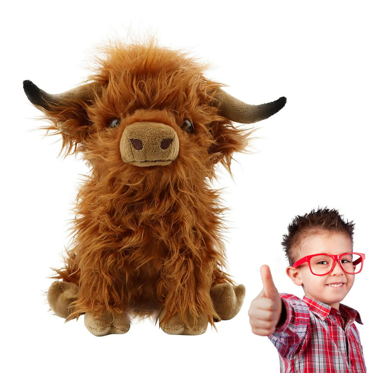 Cute Scottish Highland Cattle Plush Baby Cow Stuffed Animal Toy 