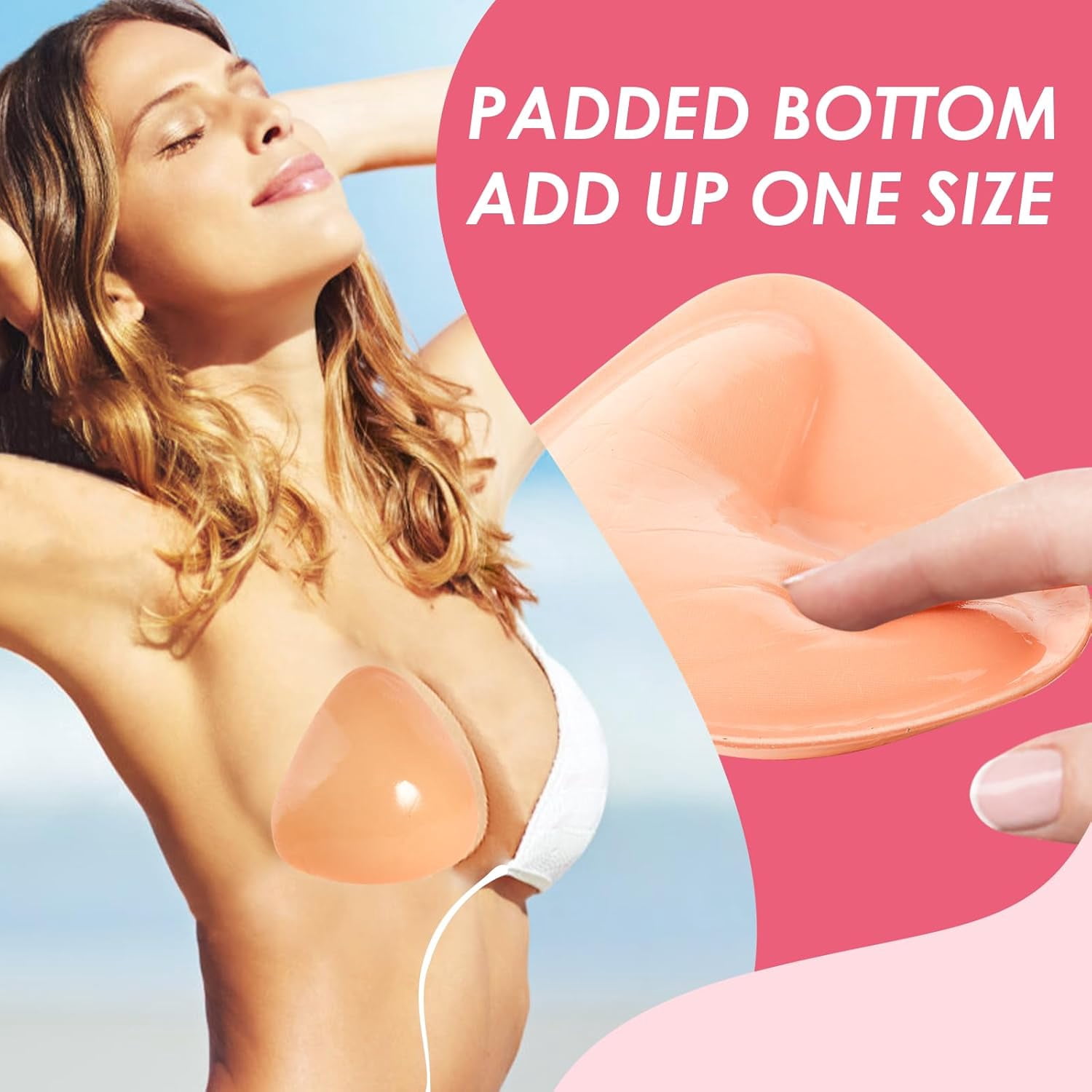 Snowy Sticky Bra Inserts,Reusable and Waterproof Double Sided Push Up Sticky Bra for Women Dresses Bikinis