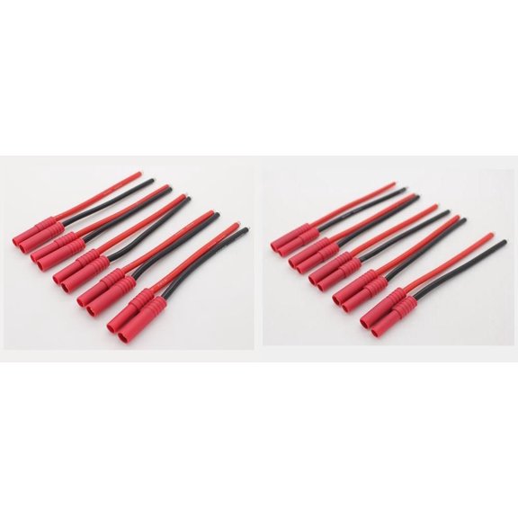 HobbyFlip RC HXT 4mm with 12AWG Silicon Cables 10cm Battery and ESC Sides 5 each Compatible with RC Aircraft