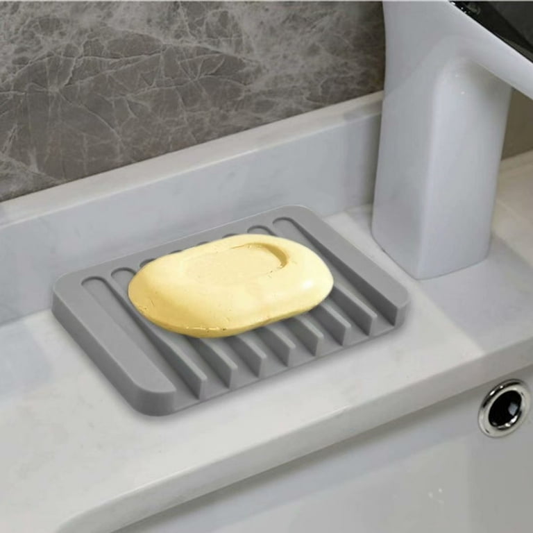 Bathroom Soap Dish Self Draining Silicone Soap Container Toilet