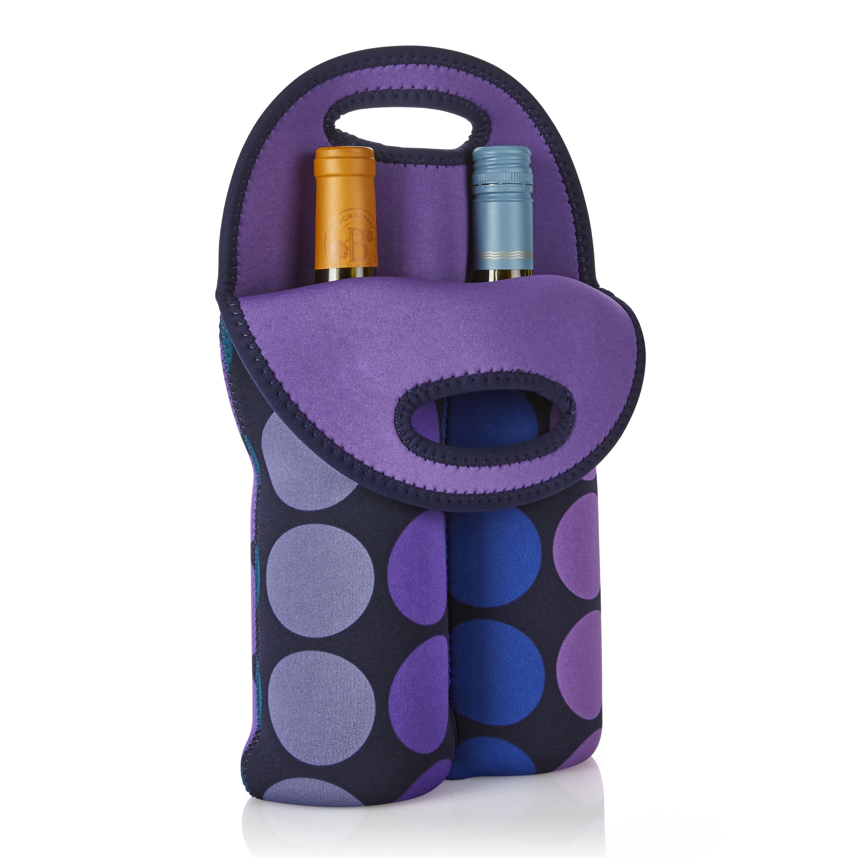 Built Neoprene Two Wine/Water Bottle Tote Plum Dot Design