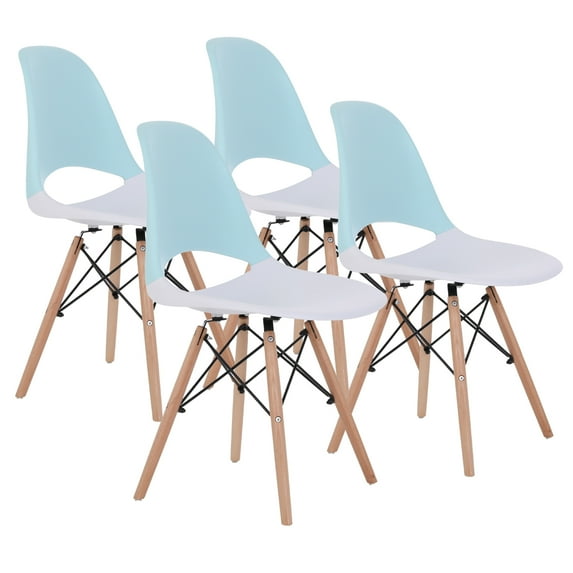 Modern Style Dining Chair Set of 4, PVC Plastic Lounge Chair for Kitchen, Dining Room, Office Guest Chair Side Chairs Reception Chairs for Meeting Room, Cyan