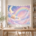 thumbnail image 5 of Sleeping Teddy Bear on a Fluffy Cloud Beneath a Crescent Moon, Calming Illustration for Kids, Bedtime Sky Decor, Birthday Gift, Tapestry Wall Hanging for Bedroom and Dorm, 5 of 7