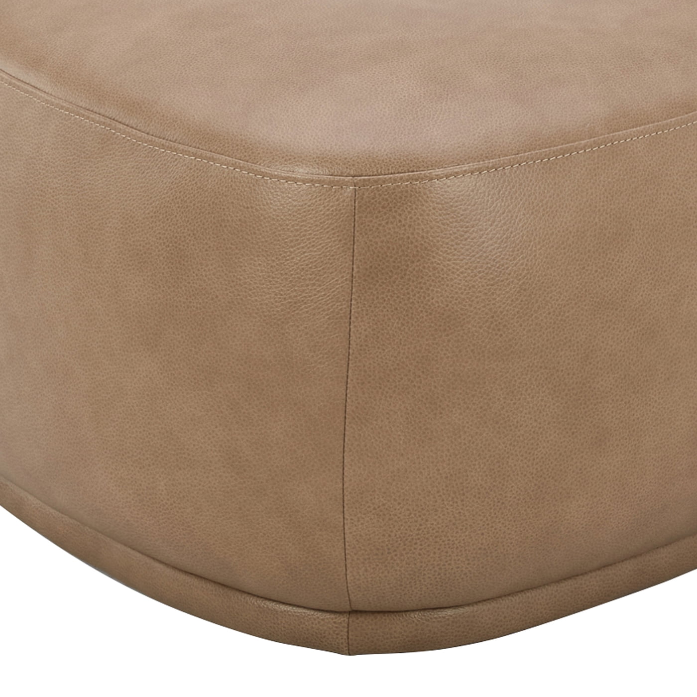 Jennifer Taylor Home Pebble 44" & 26" Rounded Triangle Cocktail Ottoman Set, Tuscan Tan Brown Top Grain Leather