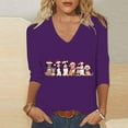 thumbnail image 2 of Fashion Fall Saving LiMoi Women's V Neck Christmas Print Three Quarter Sleeve Tees Comfortable Shirt Tops Tshirts Blouse My Items, 2 of 5