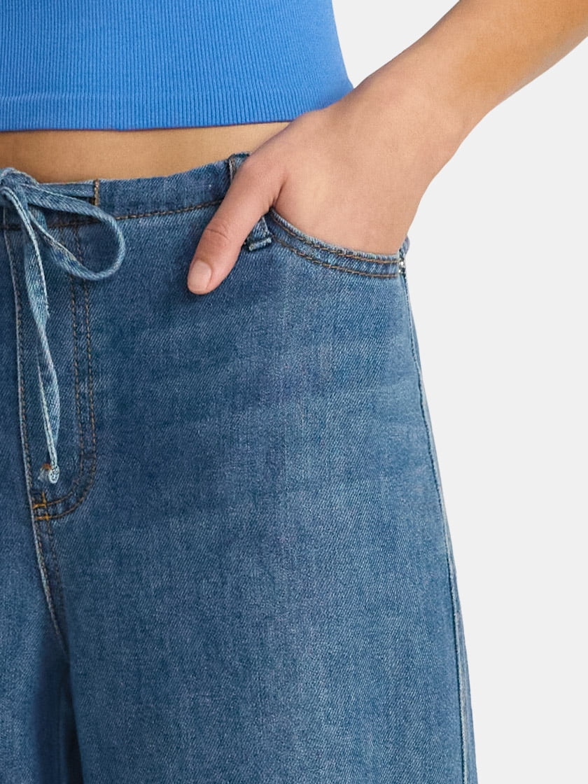 No Boundaries Mini Waistband Wide Leg Pants, 31'' Inseam, Women's