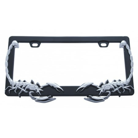 Cowboys 3d License Plate - Chrome & Black 3D Scorpion Metal License Plate Frame
