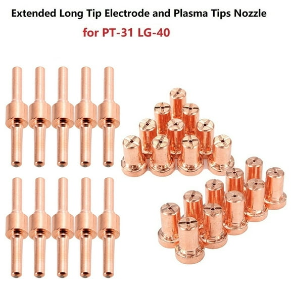 10Pcs Cutting Plasma Nozzles Extended Long Tip Electrode Welding Tools Metal Cutter Torch Consumable Kit For Pt31 Lg40 40A Electrodes Smile Home