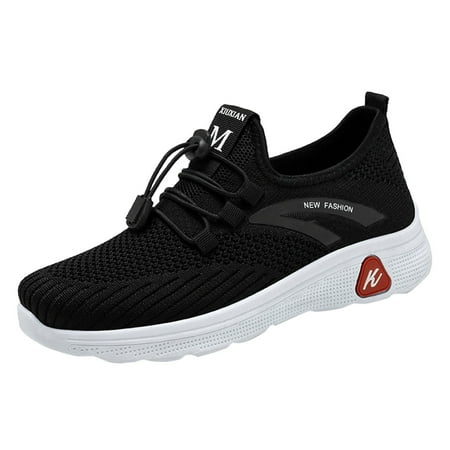 

ZIZOCWA Women Workout Sneakers Wide Width Slip-On Lace-Up Soft Sole Running Shoes Non-Slip Walking Shoes Autumn Tennis Shoes Lightweight Black Size37