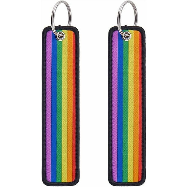 2 llaveros arcoíris LGBT de poliéster colorido para novios, novias y parejas, accesorios LGBT