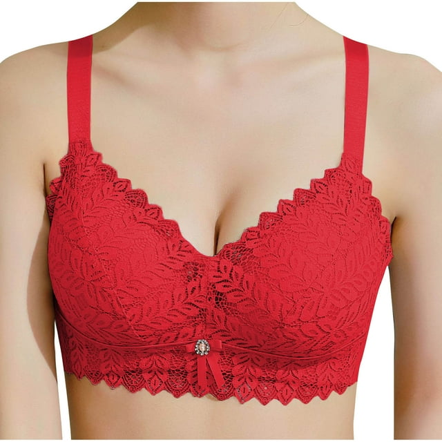 Women's Plus Size Wireless Bra with Adjustable Back Closure, Breathable Lace Thin Cup Seamless Full Coverage Comfort Support