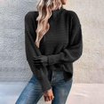 thumbnail image 2 of VISALY Turtleneck Sweatshirt Tunic Sweatshirt Womens Turtleneck Oversized Sweaters Batwing Long Sleeve Pullover Loose Chunky Knit Jumper Lightweight Pullover Dressy Sweaters Solid Sweatshirt Black L, 2 of 4