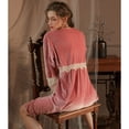 thumbnail image 2 of SWSMCLT Women's Soft Pajamas Sexy Pjs Comfy 3/4 Sleeve Loungewear Thin Winter Velour Lightweight Fall Lace Pink Large, 2 of 5