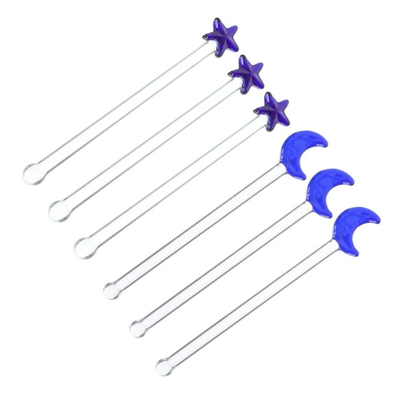 6 Pcs Glass Cocktail Sticks Swizzle Juice Stirrers Reusable Drink