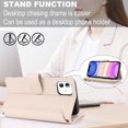 thumbnail image 5 of for iPhone 11 Crossbody Case, RFID Blocking for iPhone 11 Case Wallet with Card Holder, Fashion PU Leather Magnetic Flip Zipper Wrist Strap Lanyard Phone Case, White, 5 of 18