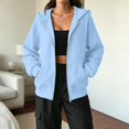 thumbnail image 2 of Women's Casual Drawstring Zip Up Hoodie with Pockets Ladies Lightweight Full Zipper Sweatshirt Jacket Soft Pullover Hoody Coat, 2 of 6