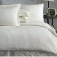 thumbnail image 4 of Hobby Striped Cream - Double Jacquard Satin Duvet Cover Set, 4 of 4