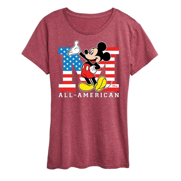 Disney - Americana - Mickey Flag All American - Women's Short Sleeve Graphic T-Shirt