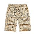 thumbnail image 4 of Men's Lightweight Beach Shorts, Elastic Waist with Aztec-Inspired Geometric Print, Breathable Shorts for Vacation and Outdoor Activities Khaki L, 4 of 8