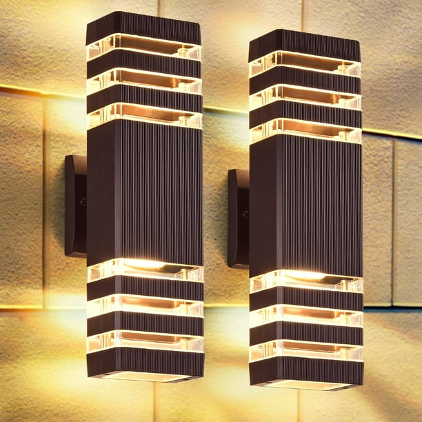 Luces de Pared para Exteriores DASTOR Arriba y Abajo Marrón 110V Paquete de 2