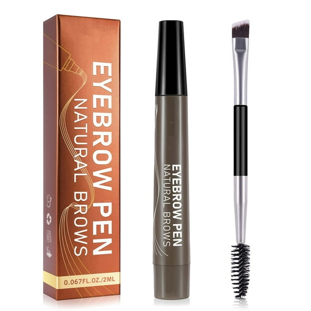EARKITY Eyebrow Contouring Pen Pencil, 4 Tipped Precise Brow Pen with Sponge Micro-Fork Tips Applicator, Create Natural Looking Brows Eyebrow Makeup Long Lasting