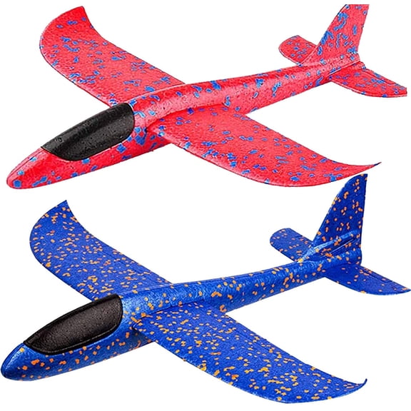LINMOUA 2 Pack Airplane Toys, 18.9" Large Throwing Foam Plane, Flying Toy for Kids, Birthday Gifts for 3 - 12 Year Old Boys Girls, Outdoor Sport Toys Party Favors