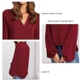 thumbnail image 4 of Bienvenido Blouse V Neck Long Sleeve Pure Color Casual Loose Turn Down Collar Shirt for Autumn Spring Women Red S, 4 of 8