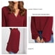 thumbnail image 4 of Blusa informal holgada de manga larga con cuello vuelto y escote en V para mujer, talla M, color rojo, para otoño-primavera, 4 of 8
