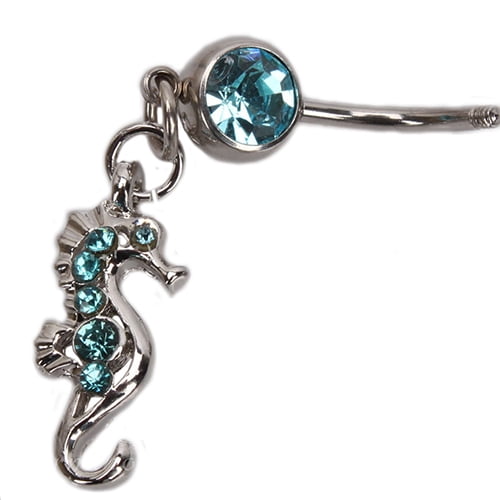 Seahorse belly button best sale ring