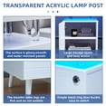 thumbnail image 5 of Modern LED Nightstand with 4 Acrylic Columns and Top Shelf, Wooden End Table with Storage Cabinet, Side Table with Horizontal Stripe Finish, Bedside Table for Bedroom Living Room, White, 5 of 9