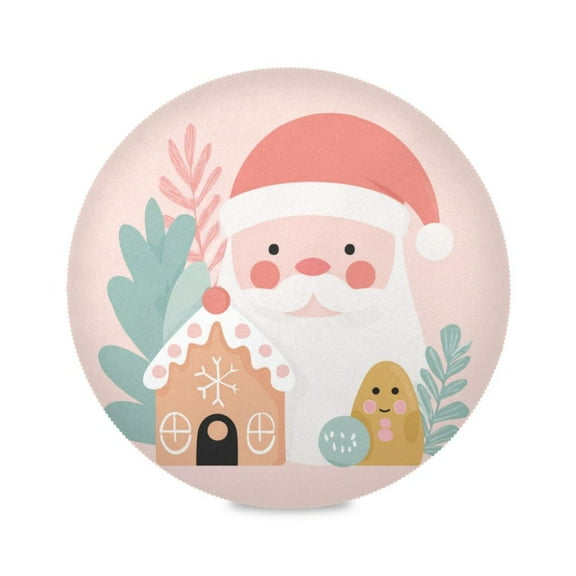 Round Placemat Heat Resistant & Wrinkle-Free Dining Table Decor Placemat For Home & Weddings Santa Claus Face