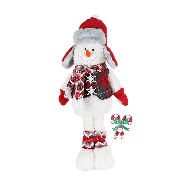 Muñeco de nieve de peluche con patas largas retráctiles para decoración de mesa navideña Estilo A