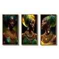 thumbnail image 2 of Designart "African Queen in Emerald Moonlight II" Contemporary Glam Framed Wall Art Set Of 3 - Green Woman African American Frame Canvas Set For Living Room Decor, 2 of 6