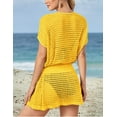 thumbnail image 5 of Bsubseach Hollow Out Beach Swim Cover Ups for Women Short Sleeve V Neck Bikini Tunic Dress, 5 of 5