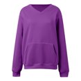 thumbnail image 5 of Vmvidoty Women's V-Neck Drop Shoulder Sweatshirt Casual Loose Fit Long Sleeve Pullover with Pockets(Purple, L), 5 of 7