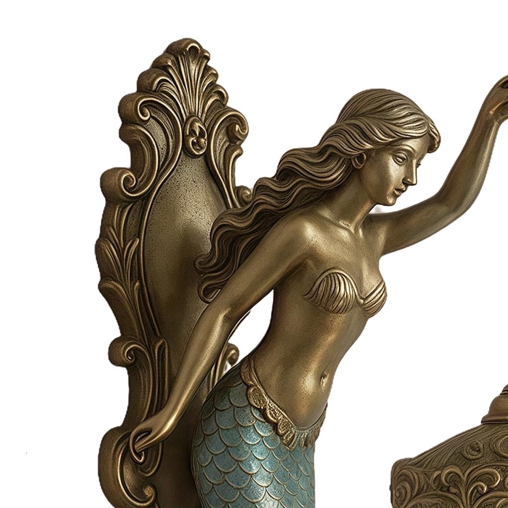 SDFGTstore mermaids Sculpture Night Light Elegant Base Background Light Bedroom Bedside Lamp Decoration for Bedroom Living Room