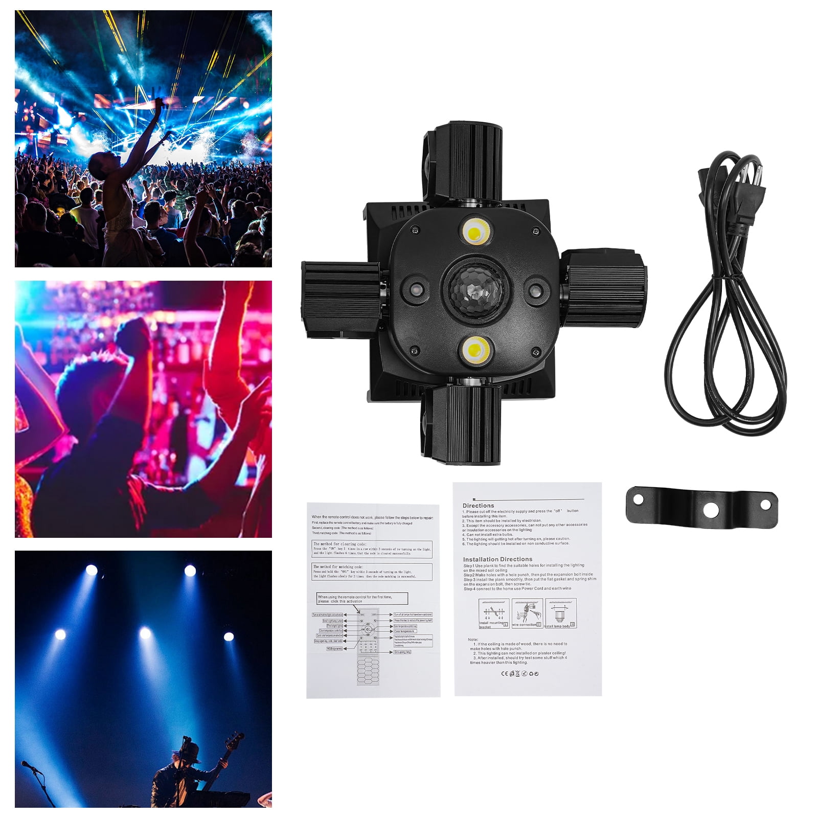 Wildnix 230W Stage Lights, DMX512 and Voice Control LED Spotlights with Adjustable Aperture, 7 LEDs & 2 Laser Lights for Performance & Concerts