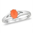 thumbnail image 1 of 14K White Gold Diamond Natural Orange Moonstone Engagement Ring Oval 6x4 mm, size 7.5, 1 of 1