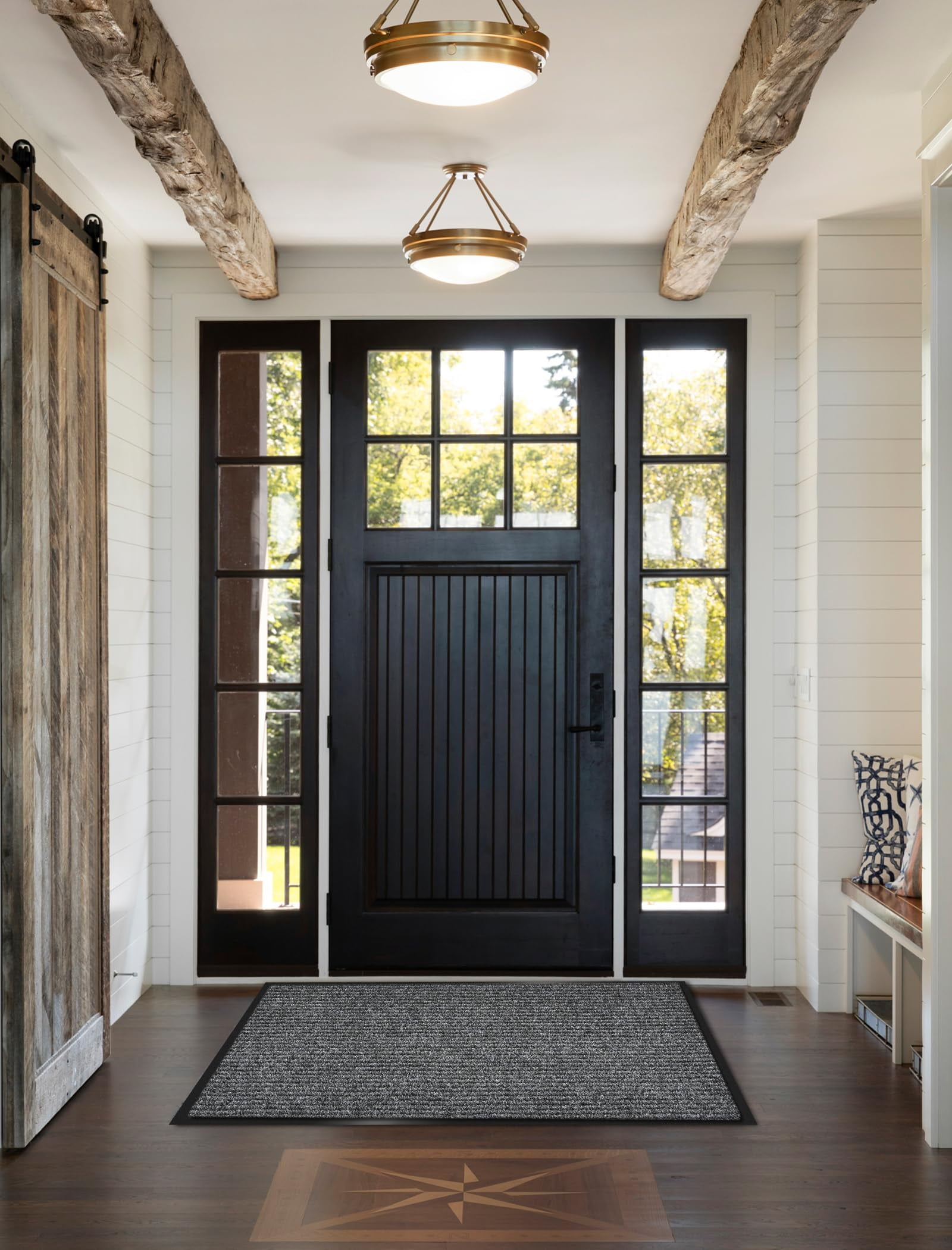 Door Mat Heavy Duty Outdoor Indoor Doormat Low Profile Front Door Mat Large 35x60 inch Gray Entrance Welcome Mats