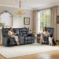 thumbnail image 2 of Bonzy Home Recliner Sofa Set — Single Manual Recliner & Loveseat with Hidden Storage & Cup Holders, Gray, 2 of 8