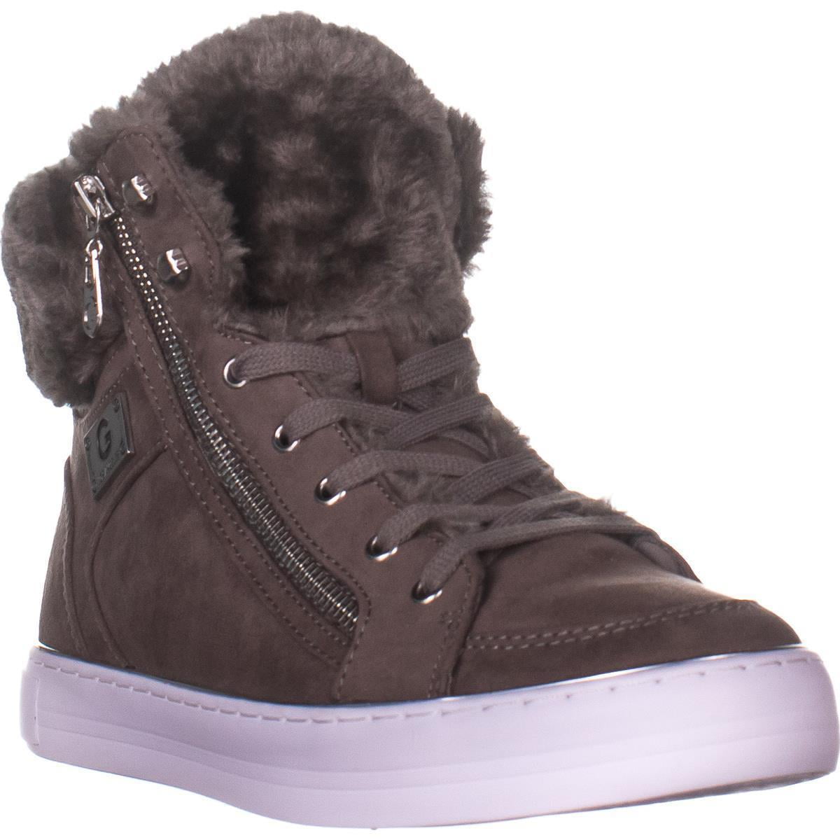 GUESS Womens G by Guess Gabbi Lace Up HIgh Top Sneakers, Gray , 10 US