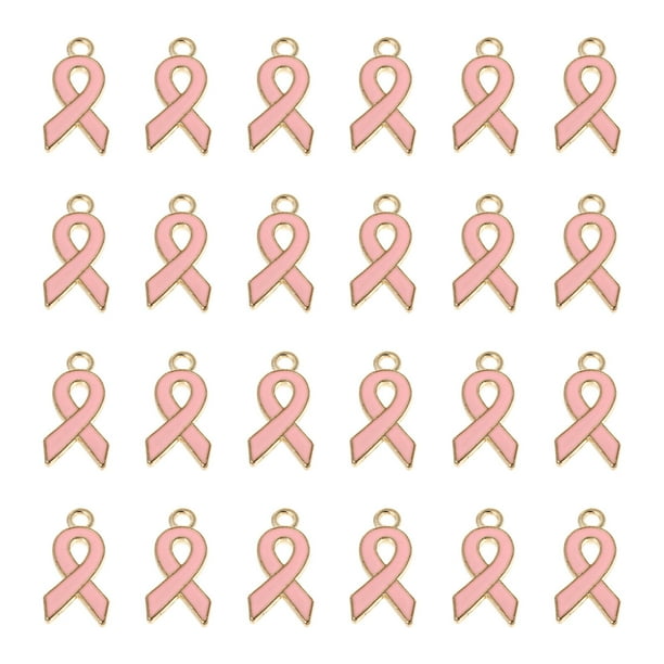 BRIGHTFUFU 120 unids Cinta rosada encantos de cáncer de mama Encantos de conciencia DIY Accesorios de joyería