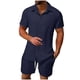 thumbnail image 2 of Ceisia Men's Loose Fit Casual 2-Piece Set Short Sleeve Button-Down Shirt with Elastic Waist Drawstring Shorts Gifts, 2 of 9