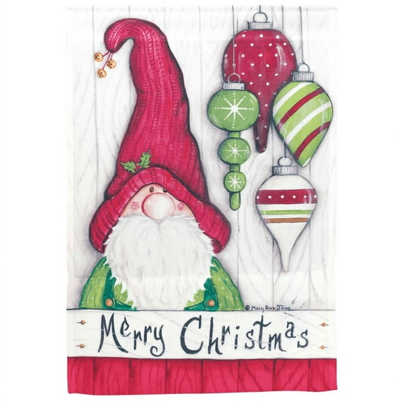 Magnolia Garden Merry Christmas Gnome Red 30 x 44 Polyester Outdoor Hanging Garden Flag