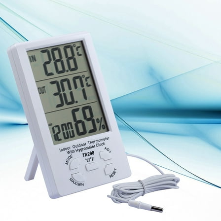 WHAMVOX LCD Digital Solar Temperature Meter Humidity Thermometer Time Clock with Outdoor Temperature Sensor