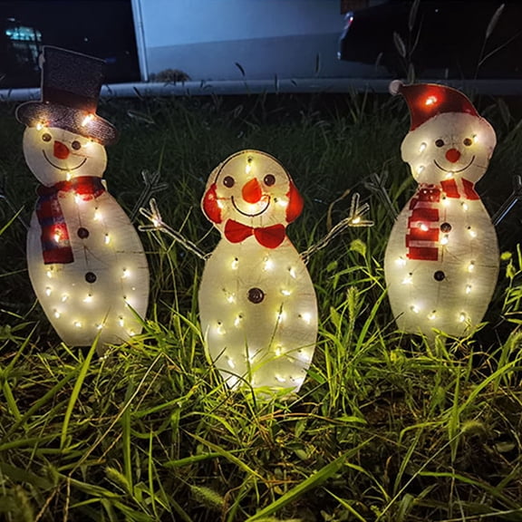 kladzum Christmas Lights Outdoor LED Light Up Penguin Christmas Decoration Garden Luminescent Decoration Acrylic 3PC Solar Light Stakes