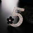 thumbnail image 4 of Xinyolin Women Fashion Number 5 Flower Rhinestone Brooch Pin, Clothes Badge Jewelry Gift, 4 of 7