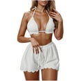 thumbnail image 2 of Up to 65% off Womens Bathing Suits Women's Solid Color Fashion Adjustable Suspenders Backless Bikinis Sets Swim Top with Shorts, 2 of 6